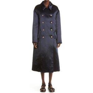 KHAITE WOMEN LUMA NAVY COOAT TRENCH SIZE S